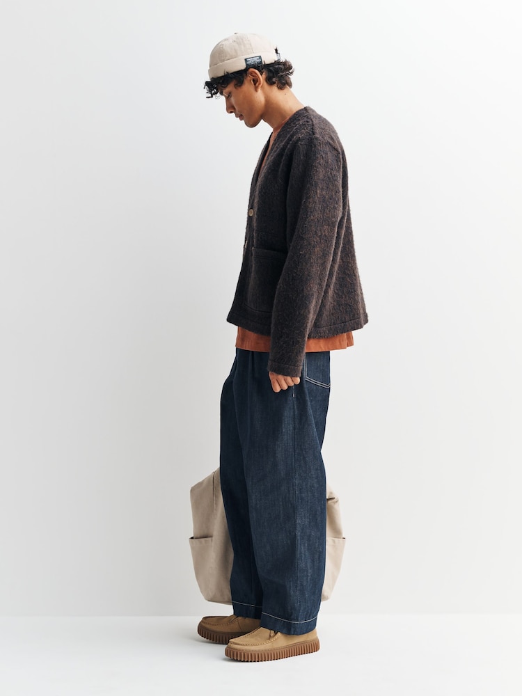 Folk Brown Pocket Brushed Wool Cardigan - Image 2 of 5 Folk Brown Pocket Brushed Wool Cardigan - Image 2 of 5
