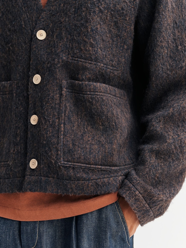 Folk Brown Pocket Brushed Wool Cardigan - Image 5 of 5 Folk Brown Pocket Brushed Wool Cardigan - Image 5 of 5