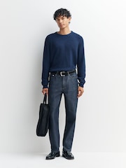 Folk Blue Waffle Crew Jumper - Image 2 of 5