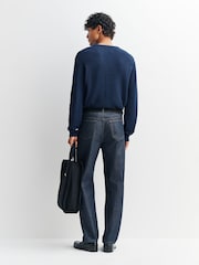 Folk Blue Waffle Crew Jumper - Image 3 of 5
