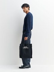 Folk Blue Waffle Crew Jumper - Image 4 of 5