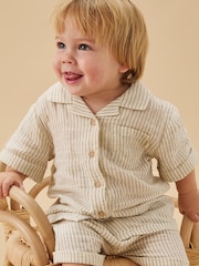 MORI Cream Stripe 100% Cotton Muslin Shirt - Image 1 of 3
