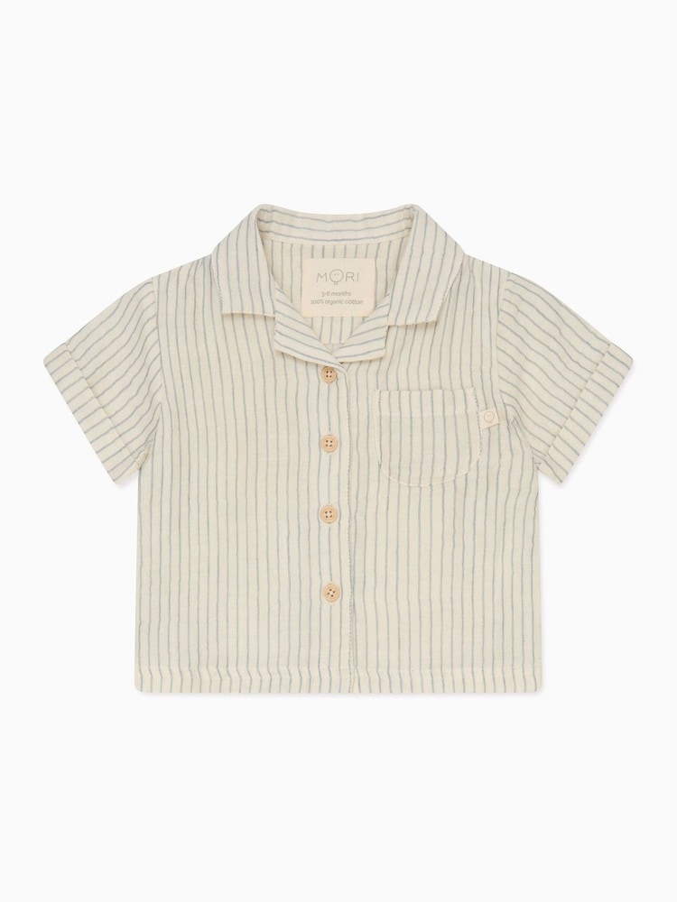 MORI Cream Stripe 100% Cotton Muslin Shirt - Image 2 of 3