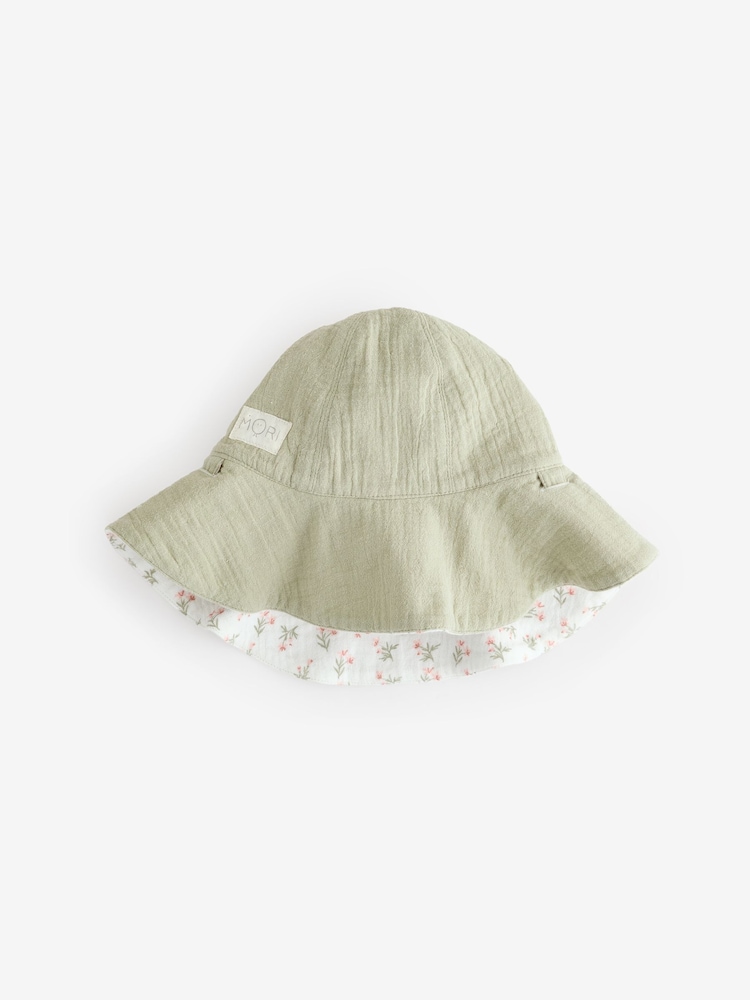 MORI Green Floral 100% Cotton Muslin Sun Hat - Image 1 of 2
