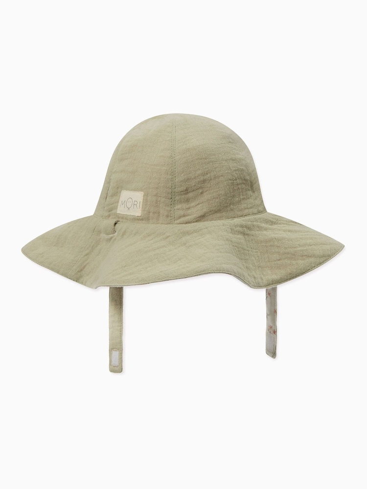 MORI Green Floral 100% Cotton Muslin Sun Hat - Image 2 of 2