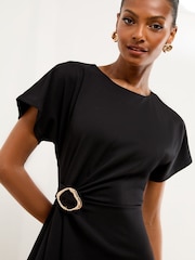 Lipsy Black Hardware Detail Mini Skater Dress - Image 2 of 4