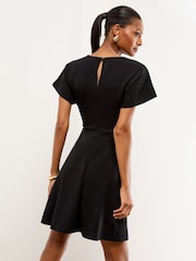 Lipsy Black Hardware Detail Mini Skater Dress - Image 4 of 4