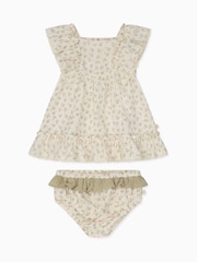 MORI Green Floral 100% Cotton Muslin Dress Set - Image 1 of 3