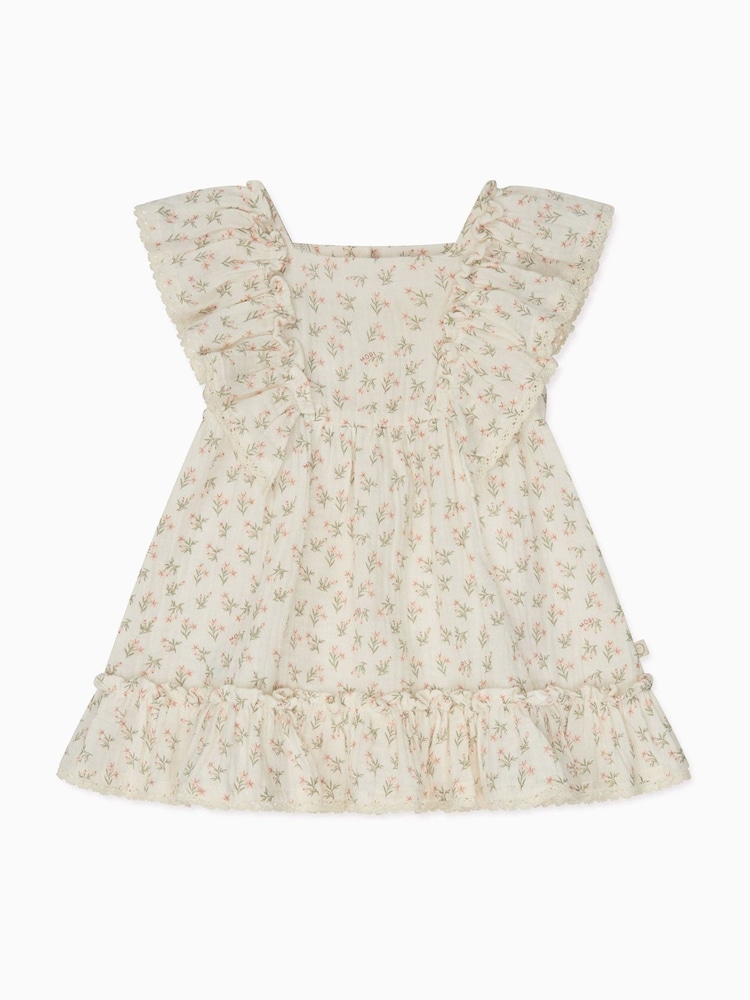 MORI Green Floral 100% Cotton Muslin Dress Set - Image 2 of 3