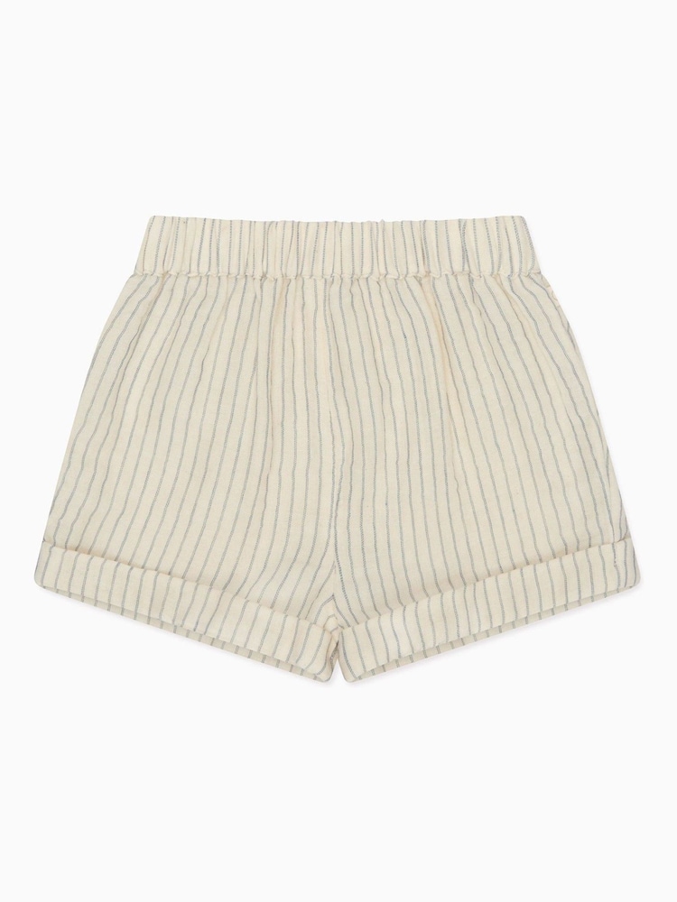 MORI Cream Stripe 100% Cotton Muslin Shorts - Image 2 of 3