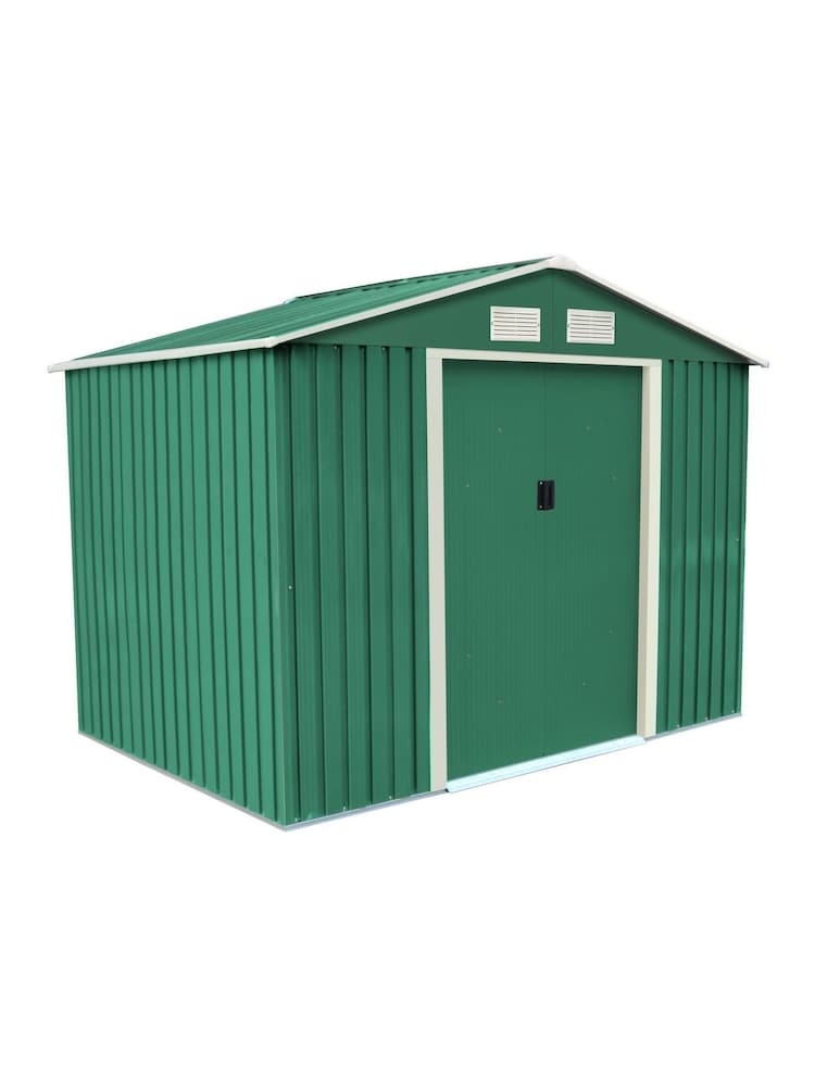 Charles Bentley Green 8ft x 6ft Metal Garden Shed - Image 1 of 2