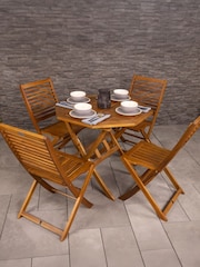 Charles Bentley Natural Wooden Octangonal Garden Table With 4 Chairs - Image 1 of 6