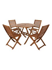 Charles Bentley Natural Wooden Octangonal Garden Table With 4 Chairs - Image 3 of 6