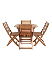Charles Bentley Natural Wooden Octangonal Garden Table With 4 Chairs - Image 4 of 6