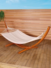 Charles Bentley Cream Larch Wood Arc Garden Hammock - Image 1 of 6