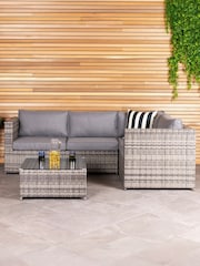 Charles Bentley Grey Garden Rattan Corner Sofa & Coffee Table Set - Image 1 of 4