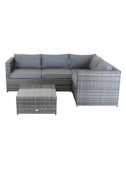 Charles Bentley Grey Garden Rattan Corner Sofa & Coffee Table Set - Image 3 of 4