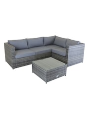 Charles Bentley Grey Garden Rattan Corner Sofa & Coffee Table Set - Image 4 of 4