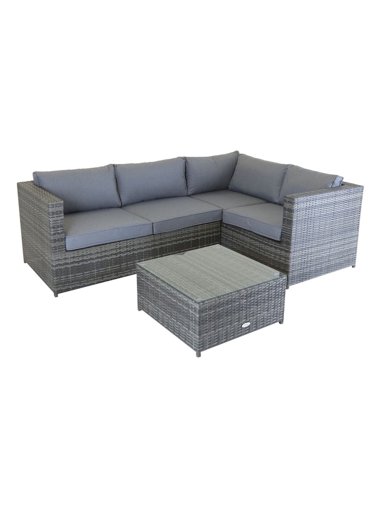 Charles Bentley Grey Garden Rattan Corner Sofa & Coffee Table Set - Image 4 of 4