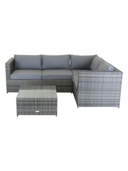 Charles Bentley Grey Garden Rattan Corner Sofa & Coffee Table Set - Image 6 of 6
