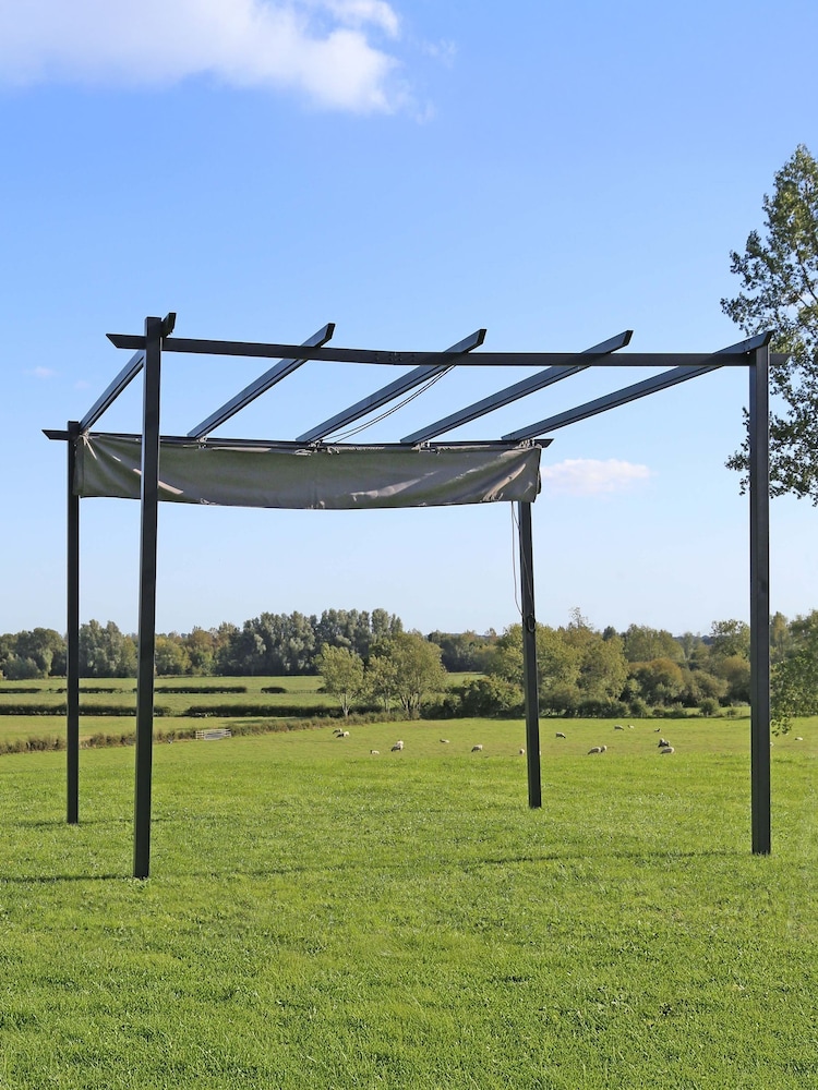 Charles Bentley Grey Premium Steel Garden Pergola Gazebo - Image 2 of 3