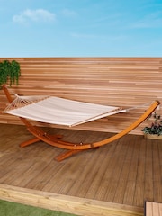 Charles Bentley Cream Arch Wooden Stand With Extra Large Garden Hammock - Image 1 of 5