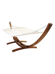 Charles Bentley Cream Arch Wooden Stand With Extra Large Garden Hammock - Image 3 of 5
