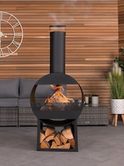 Charles Bentley Black Modern Style Steel Garden Chimenea - Image 2 of 6