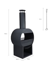 Charles Bentley Black Modern Style Steel Garden Chimenea - Image 3 of 6