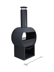 Charles Bentley Black Modern Style Steel Garden Chimenea - Image 4 of 6