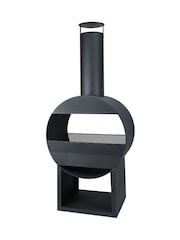 Charles Bentley Black Modern Style Steel Garden Chimenea - Image 6 of 6