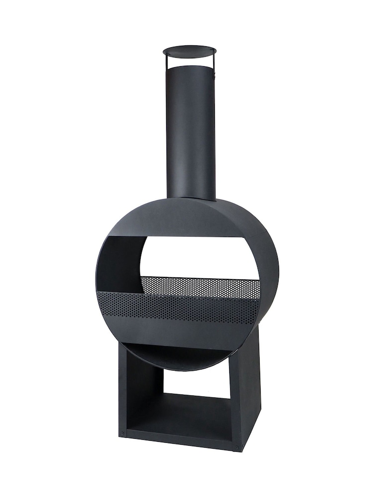 Charles Bentley Black Modern Style Steel Garden Chimenea - Image 6 of 6