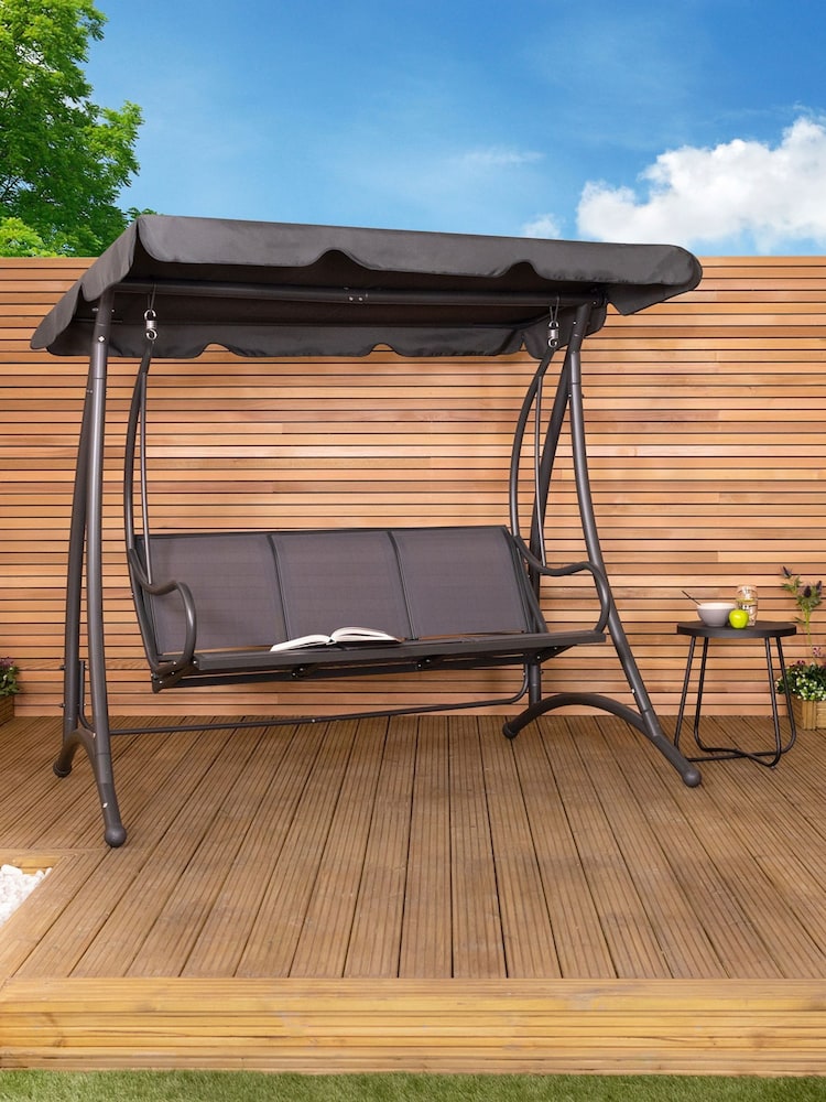 Charles Bentley Grey Metal Mesh Garden Swing Chair - Image 1 of 6