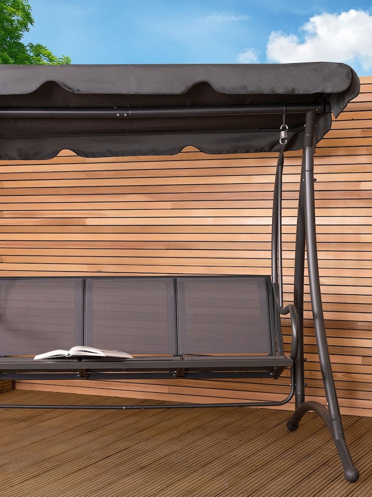 Charles Bentley Grey Metal Mesh Garden Swing Chair - Image 2 of 6