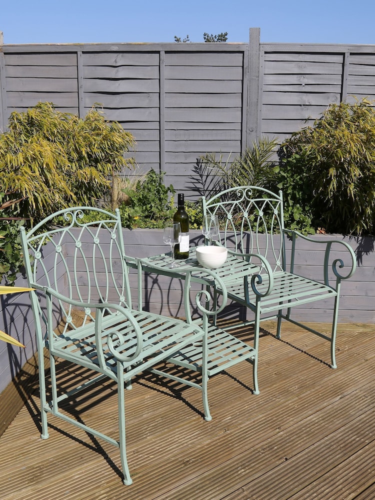 Charles Bentley Green Wrought Iron Garden Companion Seat - Image 1 of 4