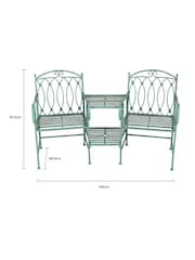 Charles Bentley Green Wrought Iron Garden Companion Seat - Image 4 of 4