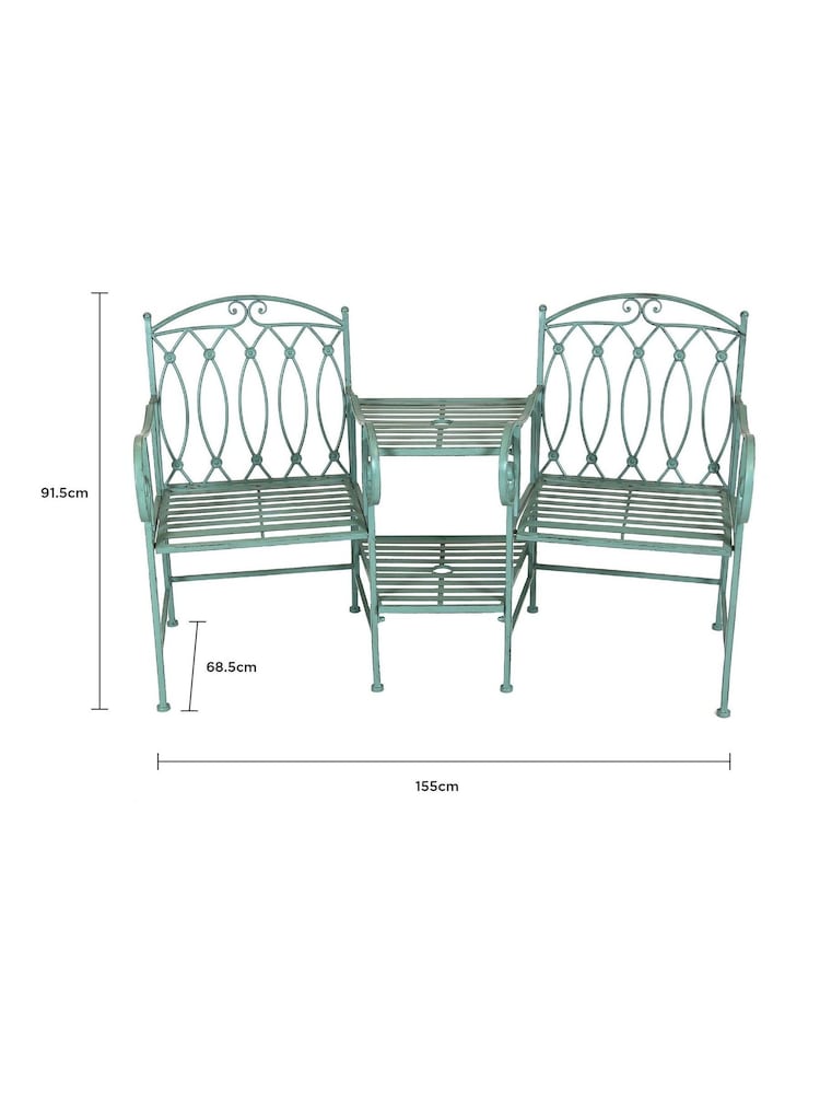 Charles Bentley Green Wrought Iron Garden Companion Seat - Image 4 of 4