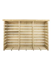 Charles Bentley Natural FSC Wooden Triple Garden Log Store - Image 3 of 4