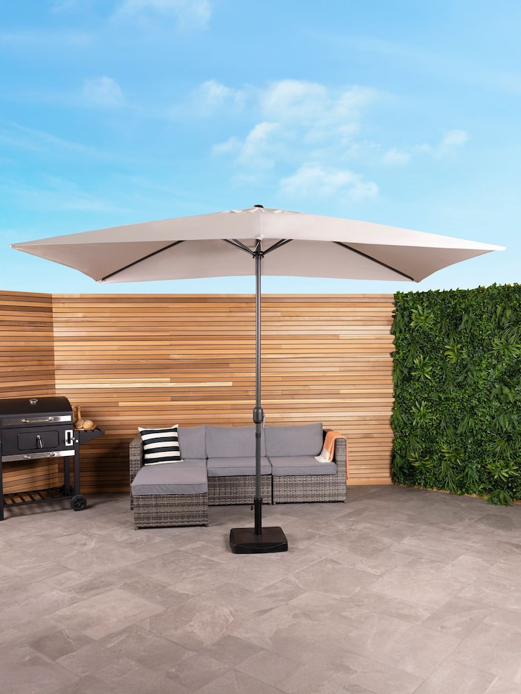 Charles Bentley Light Grey Rectangular Garden Parasol - Image 1 of 5