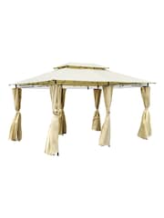 Charles Bentley Beige Steel Art Garden Gazebo With Curtains - Image 1 of 6