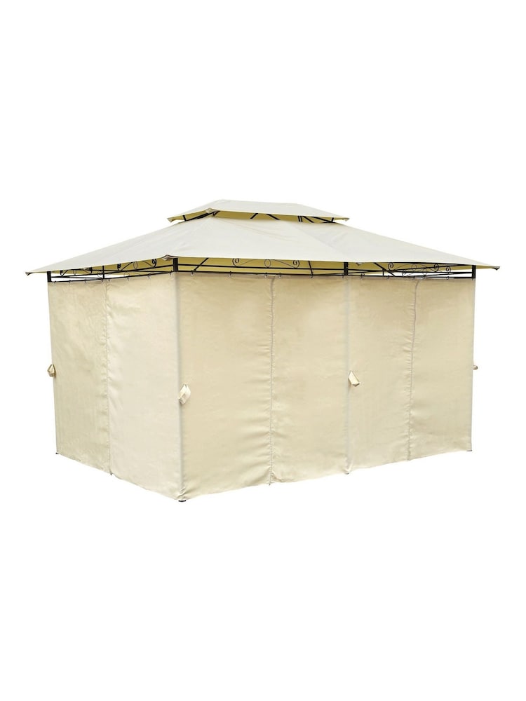 Charles Bentley Beige Steel Art Garden Gazebo With Curtains - Image 2 of 6