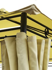 Charles Bentley Beige Steel Art Garden Gazebo With Curtains - Image 3 of 6