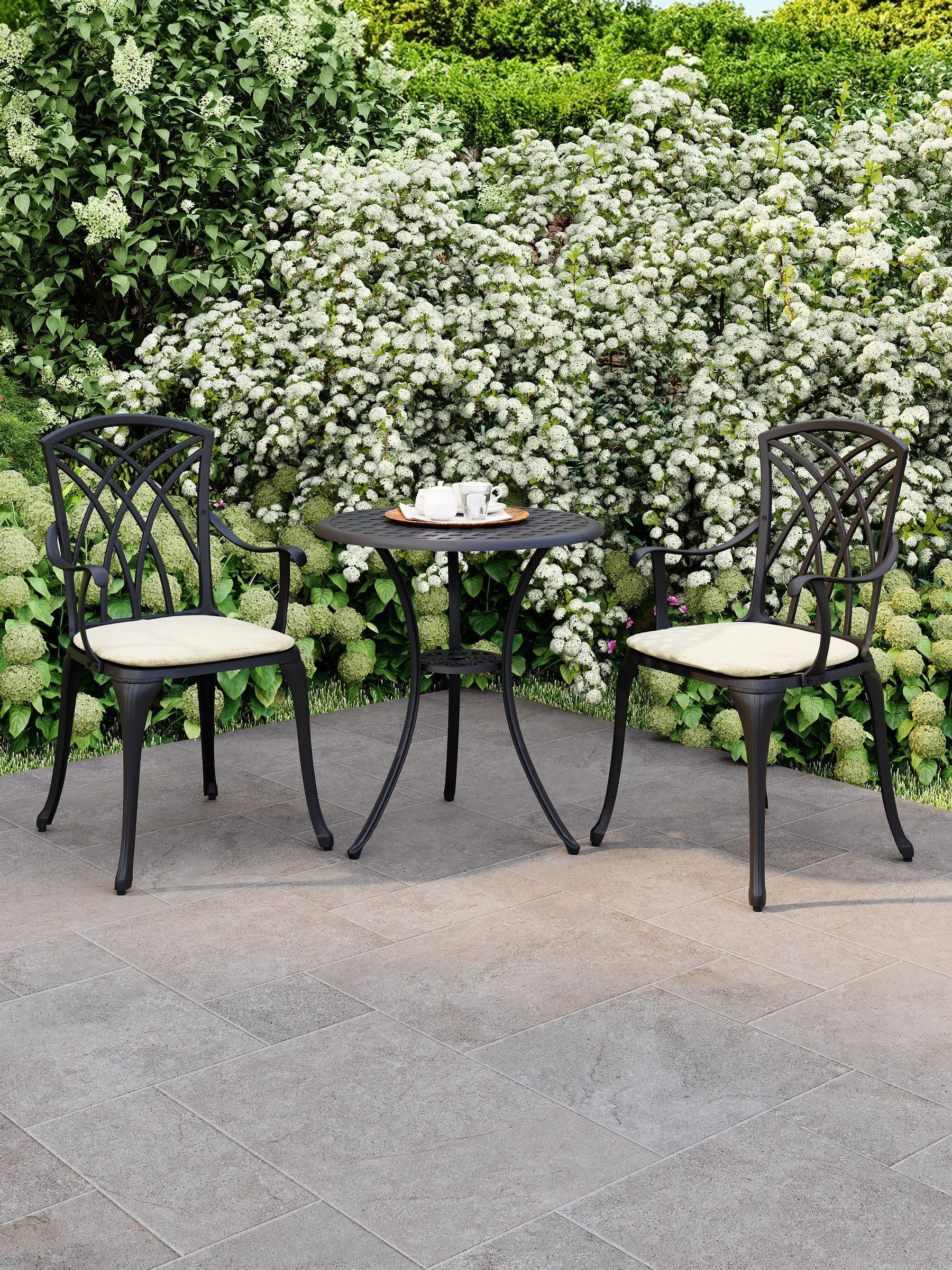 Charles Bentley Cast Aluminium 2 Seater Bistro Set Black Bronze - Image 7