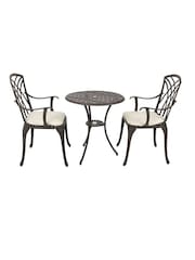 Charles Bentley Brown Cast Aluminium 3Pc Garden Bistro Set - Image 3 of 6