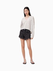 AllSaints White Kaito V-Neck Jumper - Image 4 of 7