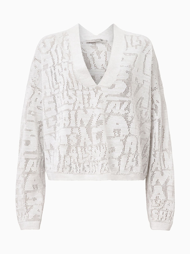 AllSaints White Kaito V-Neck Jumper - Image 7 of 7