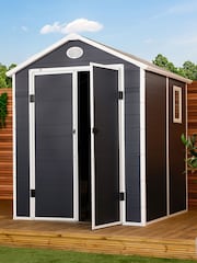 Charles Bentley Grey 6.3ft x 6.2ft Plastic Garden Shed - Image 1 of 6