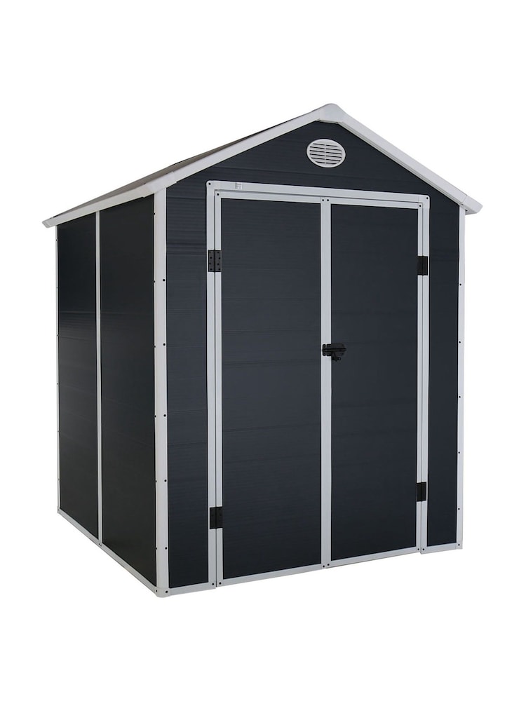 Charles Bentley Grey 6.3ft x 6.2ft Plastic Garden Shed - Image 2 of 6