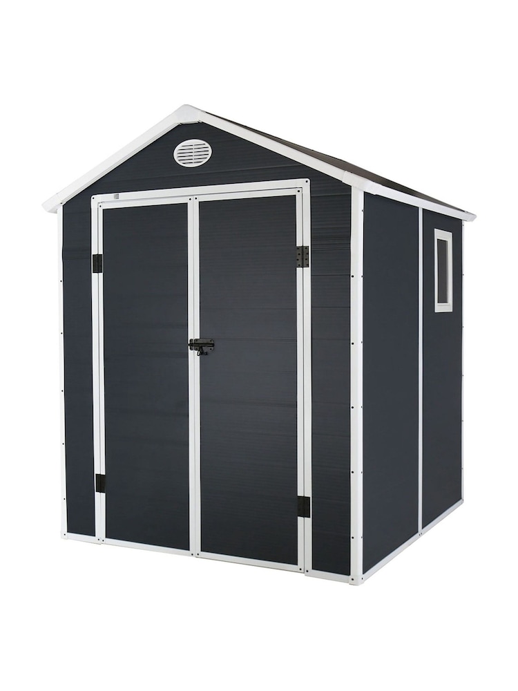 Charles Bentley Grey 6.3ft x 6.2ft Plastic Garden Shed - Image 6 of 6