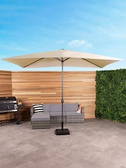 Charles Bentley Beige Rectangular Garden Parasol - Image 1 of 4